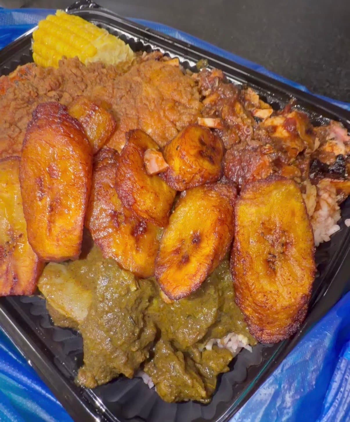 Yard Kitchen box meal with plantain and sides